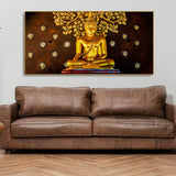 Spiritual Golden Gautam Buddha Canvas Wall Painting