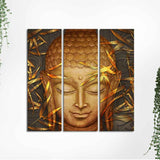 Spiritual Lord Buddha Face Wall Painting Three Pieces