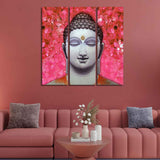 Spiritual Lord Gautam Buddha Wall Painting Three Pieces
