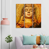 Spiritual Lord Shiva Canvas Wall Painting of Three Pieces