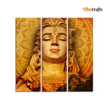 Spiritual Lord Shiva Canvas Wall Painting of Three Pieces