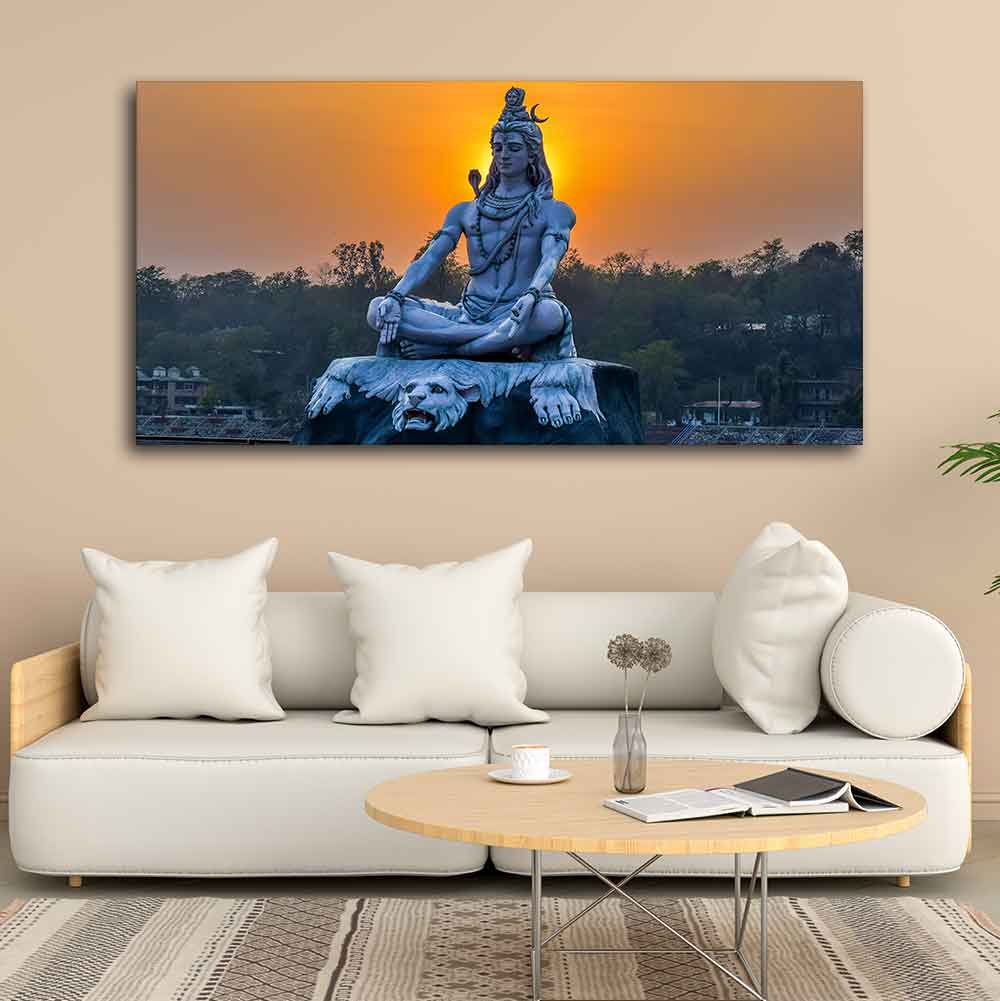 Spiritual Lord Shiva Statue Wall Painting
