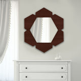 Stylish Brown Hexagon Shape Wooden Wall Mirror