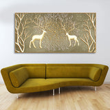 Swamp Deers in Forest Premium Canvas Wall Painting