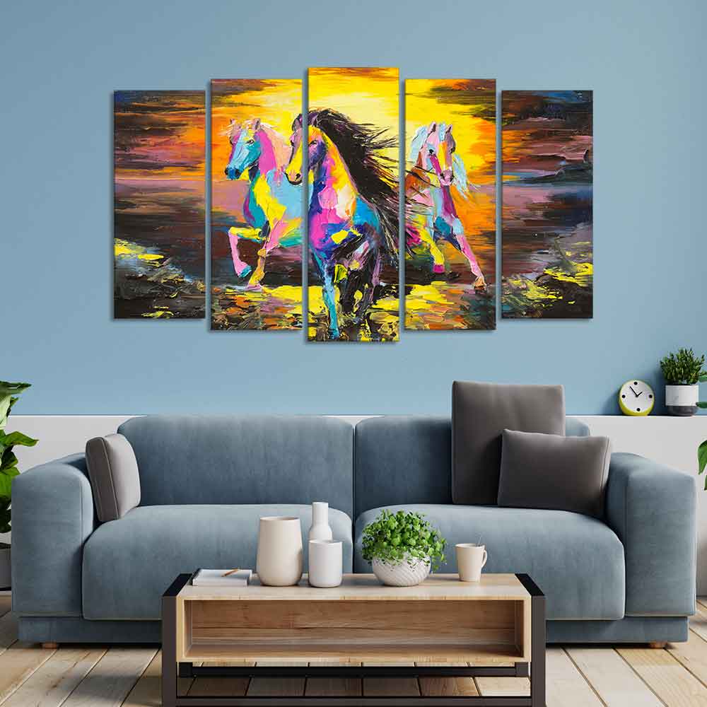 Three Running Horses Canvas Wall Painting