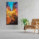 Tiger Walking in Street Premium Canvas Wall Painting