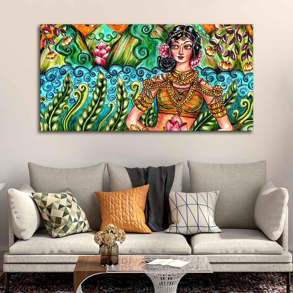 Traditional Women Canvas Wall Painting