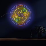 Two Fishes in Circle Neon Sign LED Light