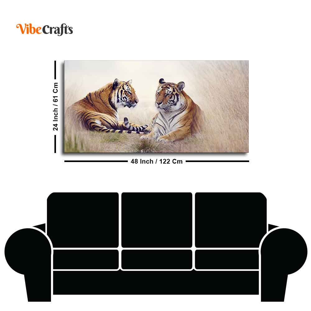 Two Tigers in Forest Premium Canvas Wall Hanging