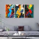 Unique Art of Color Blend Floating Canvas Wall Painting Set of 3