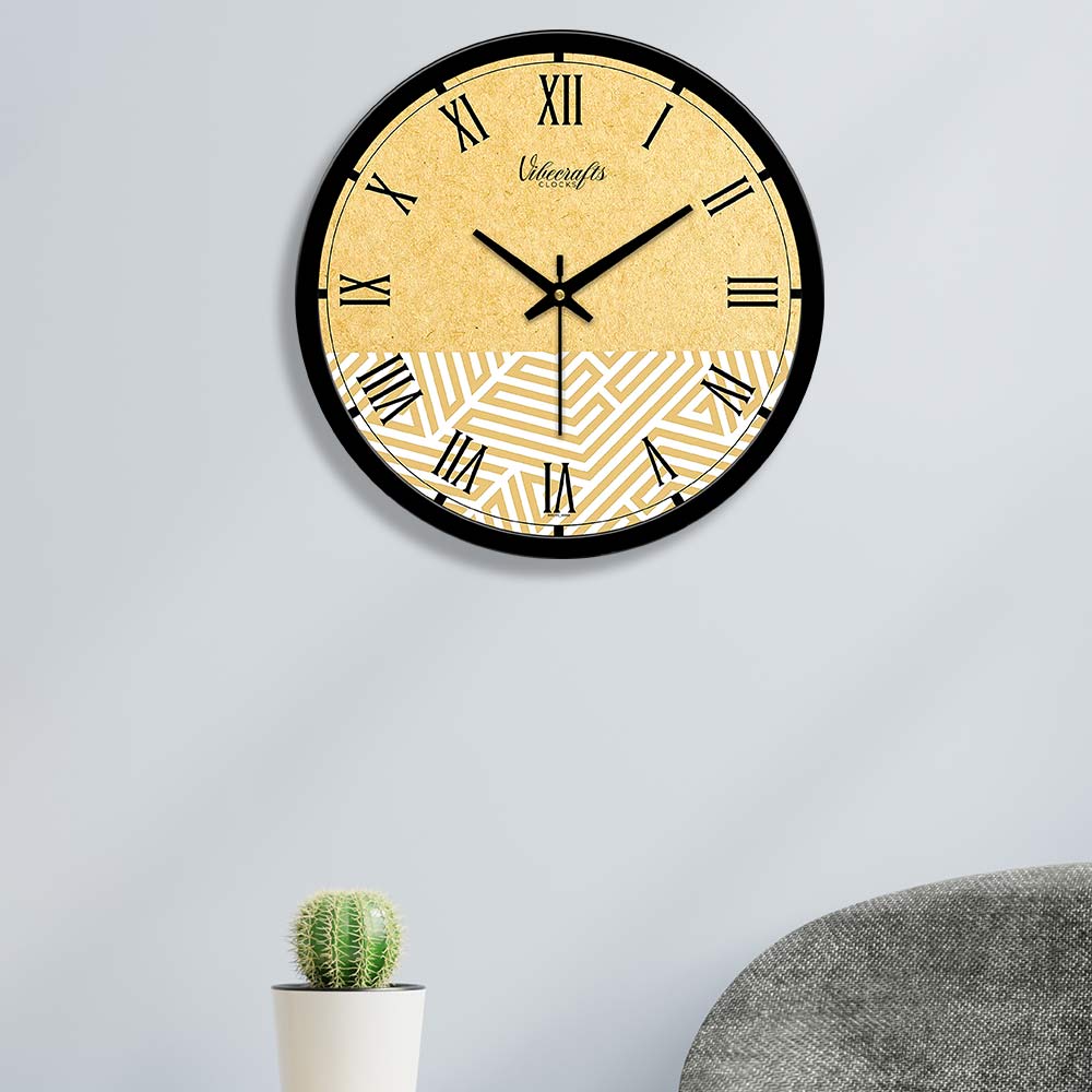 Vector Brown Background of Textured Structure Wall Clock
