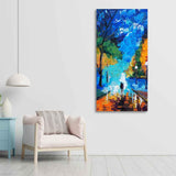 Vertical Wall Painting of Couple Walking in Night