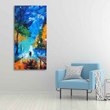 Vertical Wall Painting of Couple Walking in Night