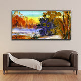 Water Color Landscape of Beautiful Trees Canvas Wall Painting