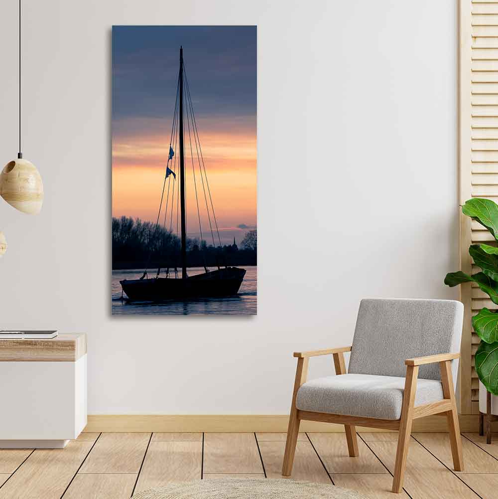 Boat at Sunset Canvas Wall Painting