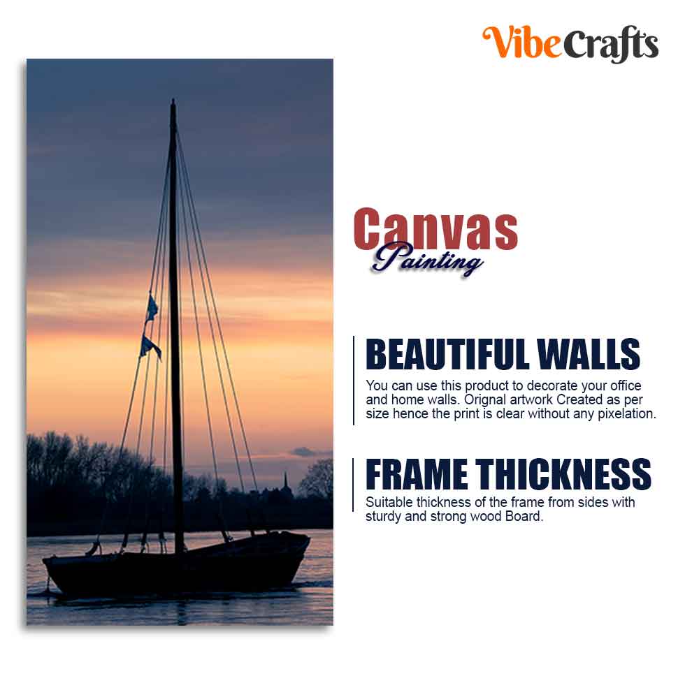 Boat at Sunset Canvas Wall Painting
