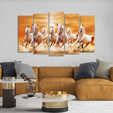 Running Seven Horses 5 Pieces Premium Wall Painting