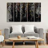 Willow Branches with Gold Butterflies Wall Painting