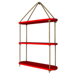 Wall Hanging Planter Shelf with Rope Three Layer (Red Color)