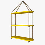 Wooden Wall Hanging Planter Shelf with Rope Three Layer (Yellow color)