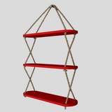 Planter Shelf, Cross Rope with Three Layer (Red Color)