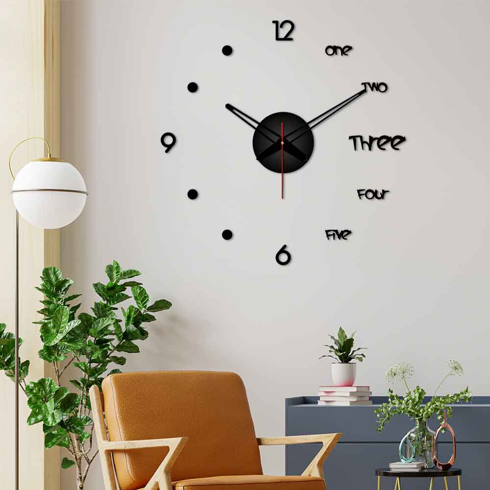 Words with Number Big Size 3D Infinity Wall Clock