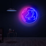 World Map on Earth Planet Neon Sign LED Light