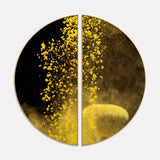 Yellow Cloud Texture Art in Dark Background Semi Circle Frames Set Of 2