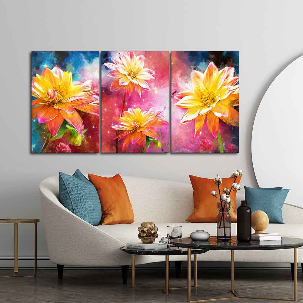 Yellow Flower Canvas Wall Painting of Pieces – Vibecrafts