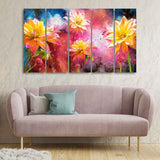  Flower Canvas Wall Painting of Five Pieces