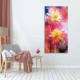  Flowers on Colorful Galaxy Background 3 Pieces Canvas Wall Painting