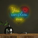 "You Complete Me" Text for Love Couples Neon Sign LED Light