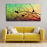Birds on Branch Abstract Art Wall Painting
