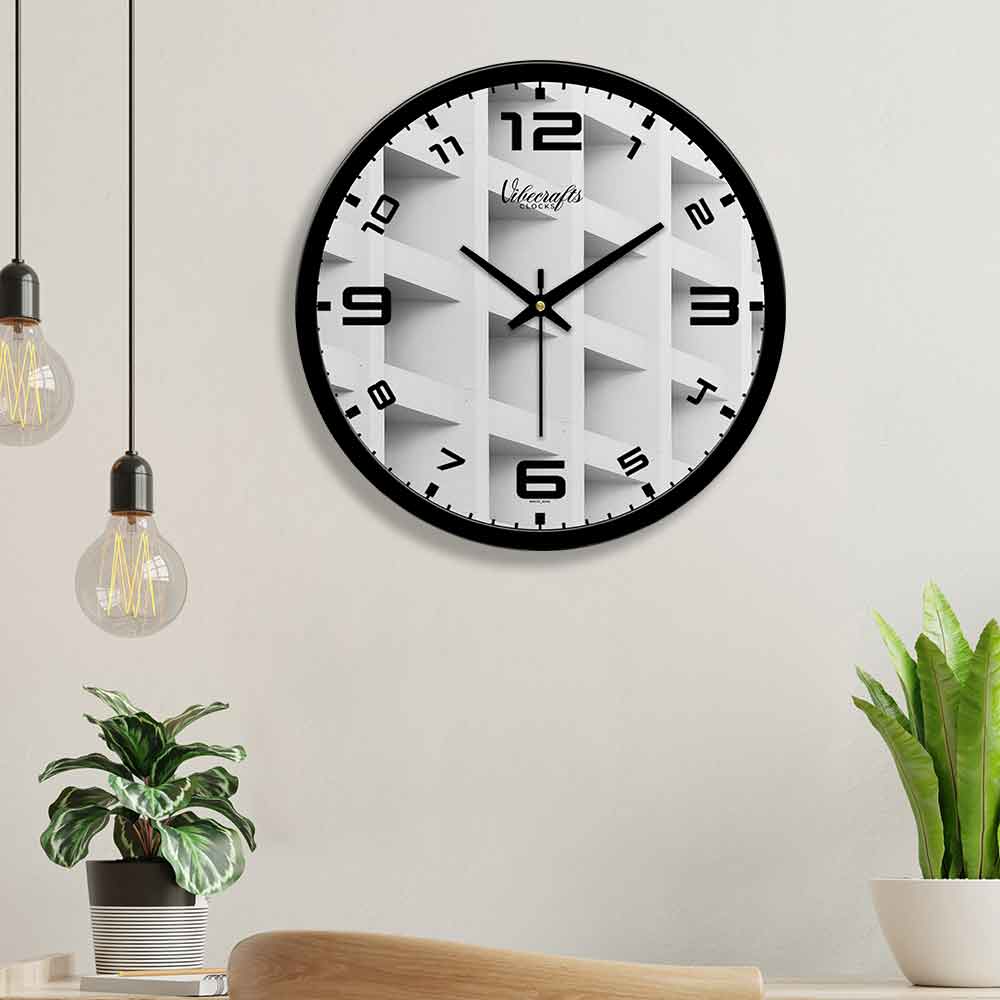 White Quadrangle Design Printed Wall Clock