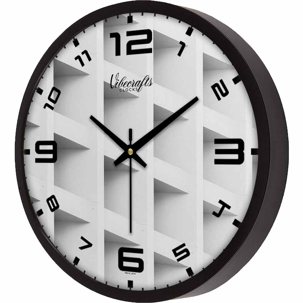 White Quadrangle Design Printed Wall Clock
